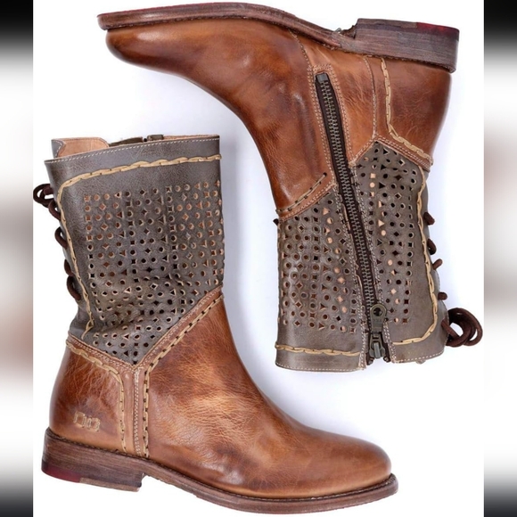 🥰EUC Bed Stu Cheshire Distressed Side Zip Mid-Calf Lace Up Leather Boot, 7.5 - Picture 3 of 16